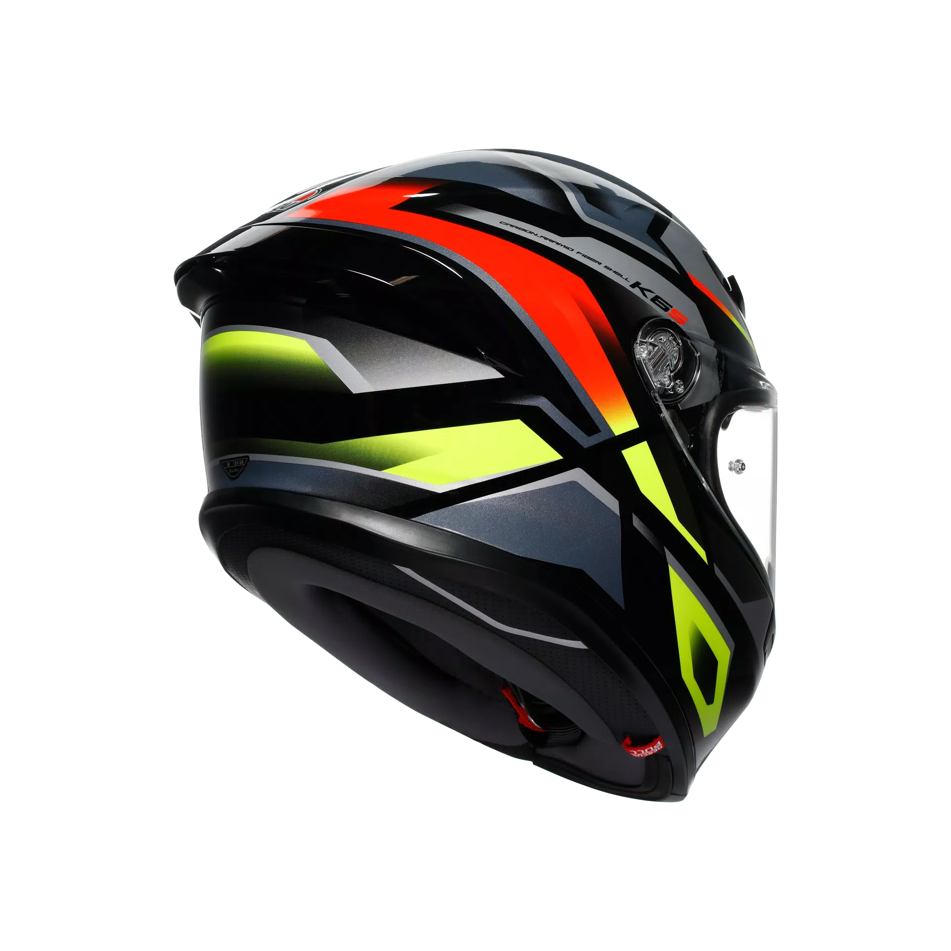 K6 S ERAZER BLACK/RED/YELLOW FLUO - MOTORBIKE FULL FACE HELMET DOT (E2206)