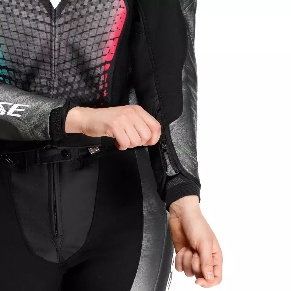 FULMINEA - WOMEN'S TWO-PIECE LEATHER SUIT - BLACK/ANTHRACITE/WHITE - 13