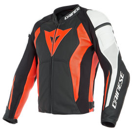 NEXUS LEATHER JACKET PERF. BLACK/FLUO-RED/WHITE