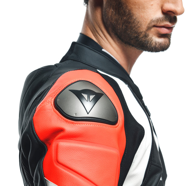avro-4-leather-2pcs-suit-black-matt-fluo-red-white image number 7