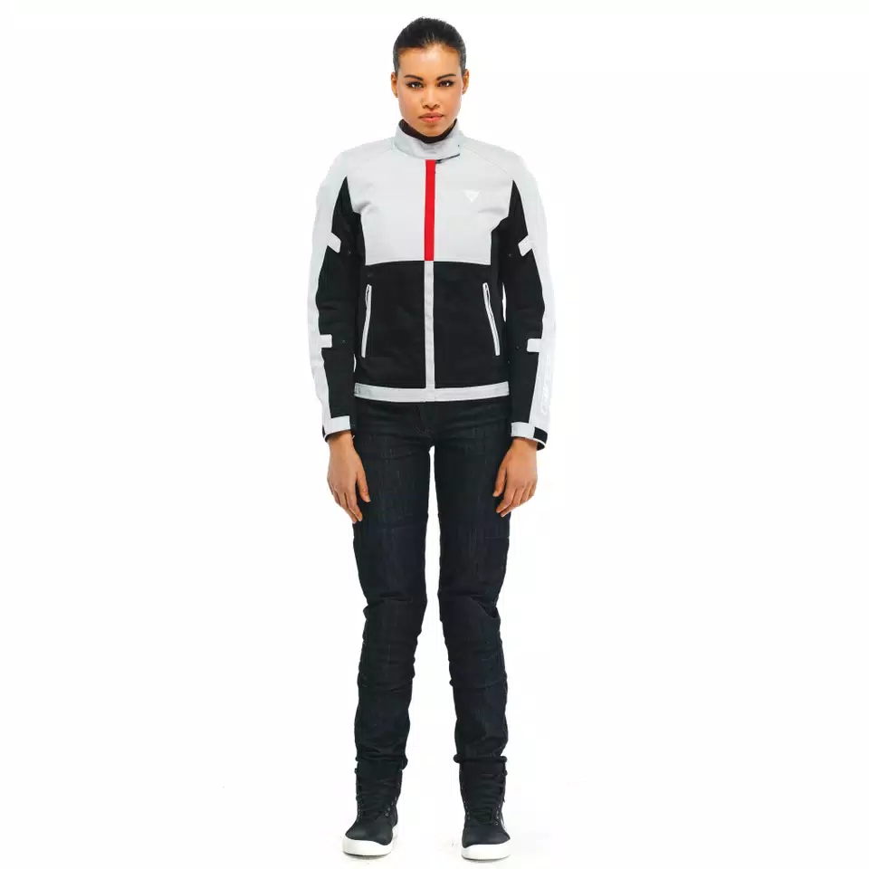 RISOLUTA AIR TEX - WOMEN'S MOTORCYCLE JACKET IN FABRIC - GLACIER-GRAY/LAVA-RED - 3