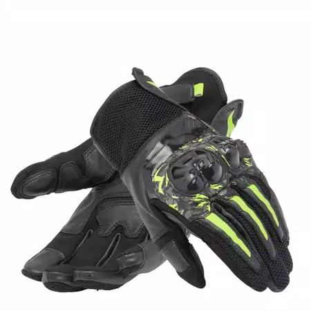 MIG 3 - UNISEX MOTORCYCLE LEATHER GLOVES - BLACK/ANTHRACITE/YELLOW-FLUO - 5