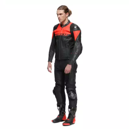 DELTA 4 - HEREN MOTORFIETS LEREN BROEK KORTE/LANGE PASVORM - BLACK/BLACK - 4