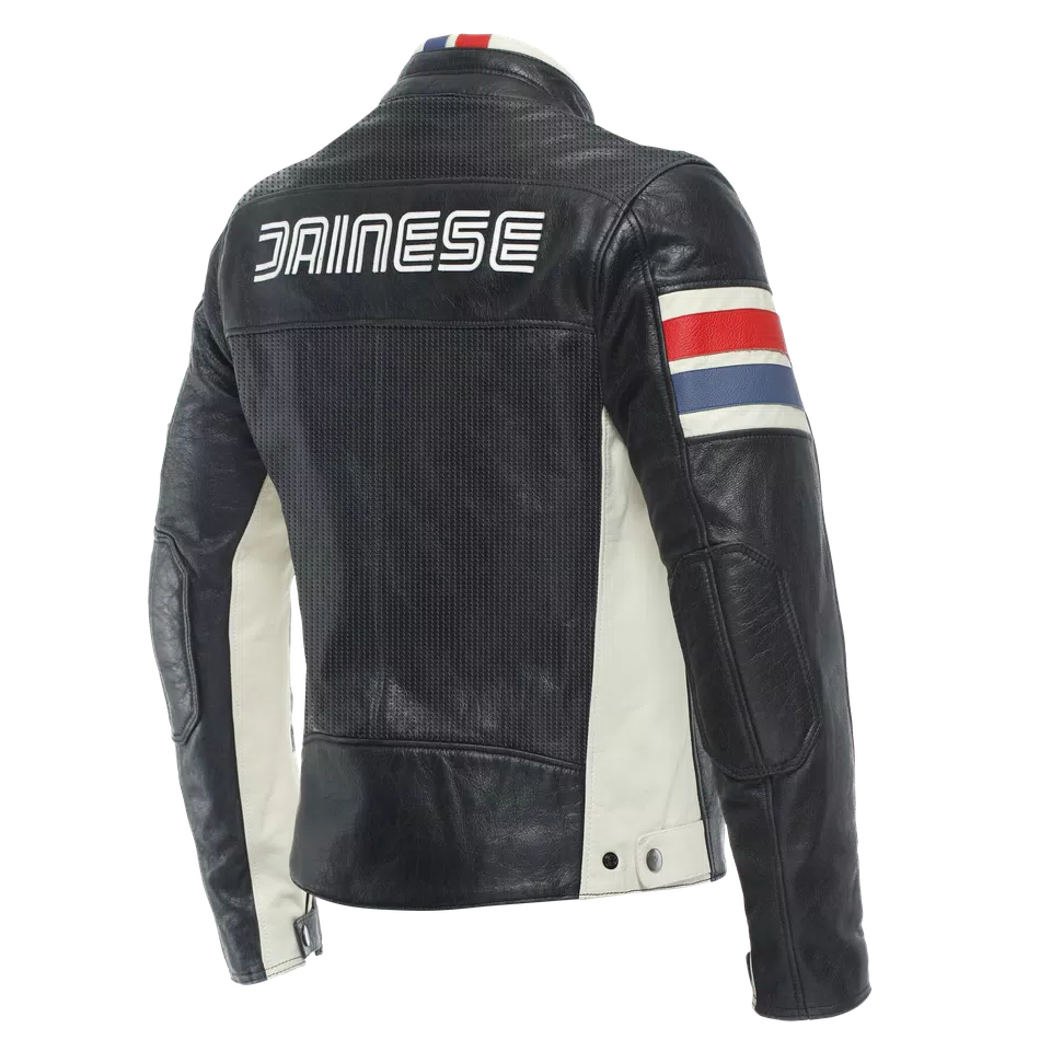 HF D1 PERF. LEATHER JACKET - BLACK/RED/BLUE - 2