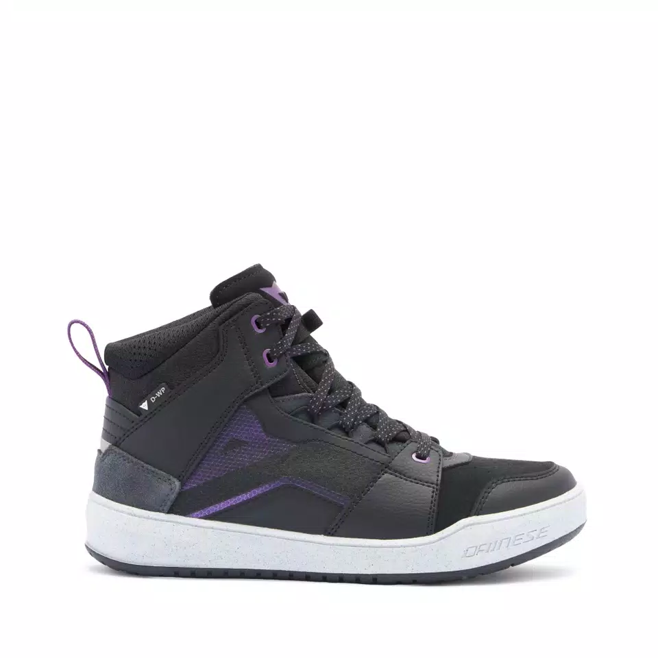 SUBURB D WP SCARPE MOTO IMPERMEABILI DONNA BLACK WHITE METAL PURPLE Dainese