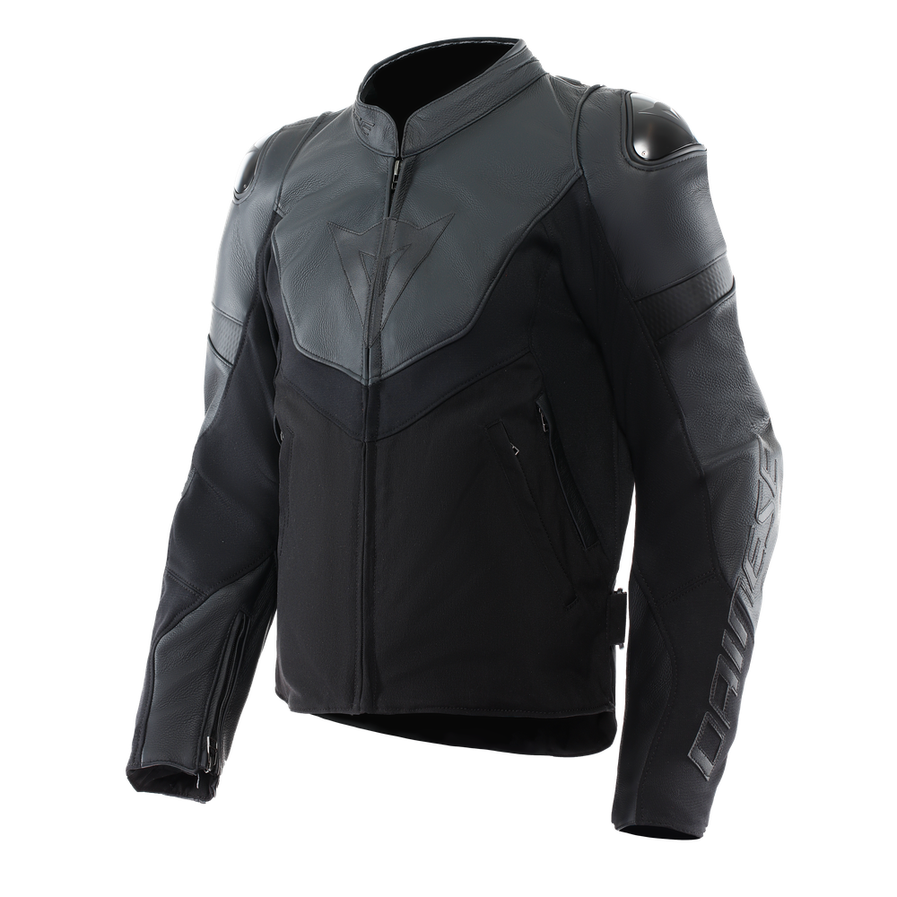 iperattiva-blouson-moto-en-cuir-et-tissu-pour-homme-black-black image number 0