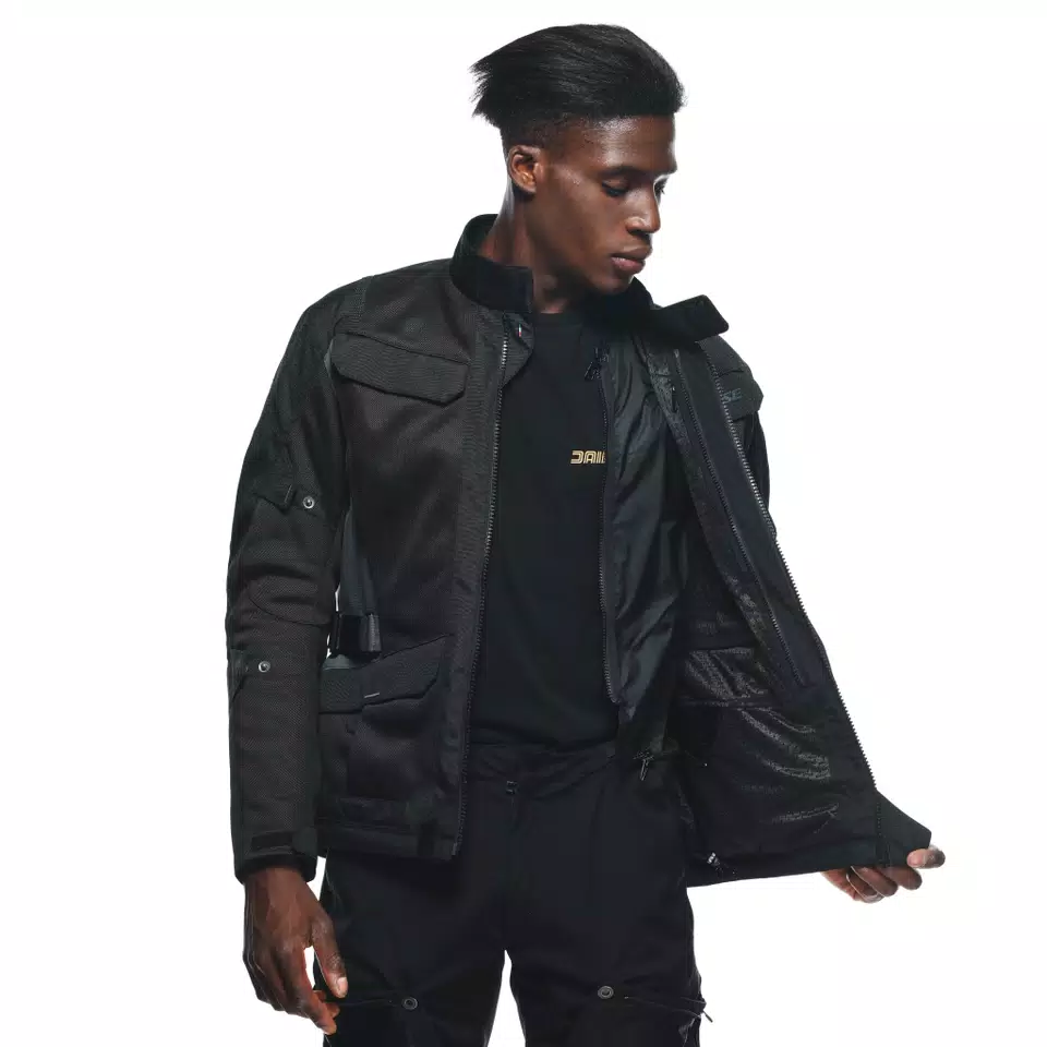 DESERT TEX - MEN'S TOURING SUMMER MOTORCYCLE JACKET IN FABRIC - BLACK/BLACK/EBONY - 17