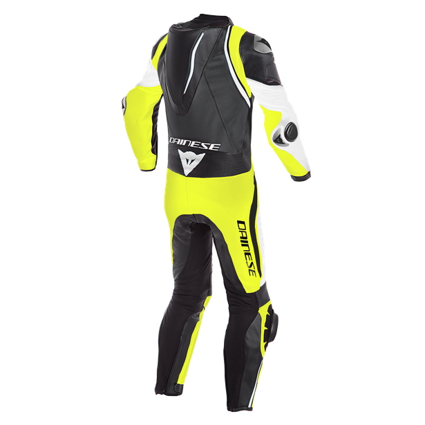 LAGUNA SECA 4 1PC PERF. LEATHER SUIT WHITE/BLACK/FLUO-YELLOW- One Piece Suits