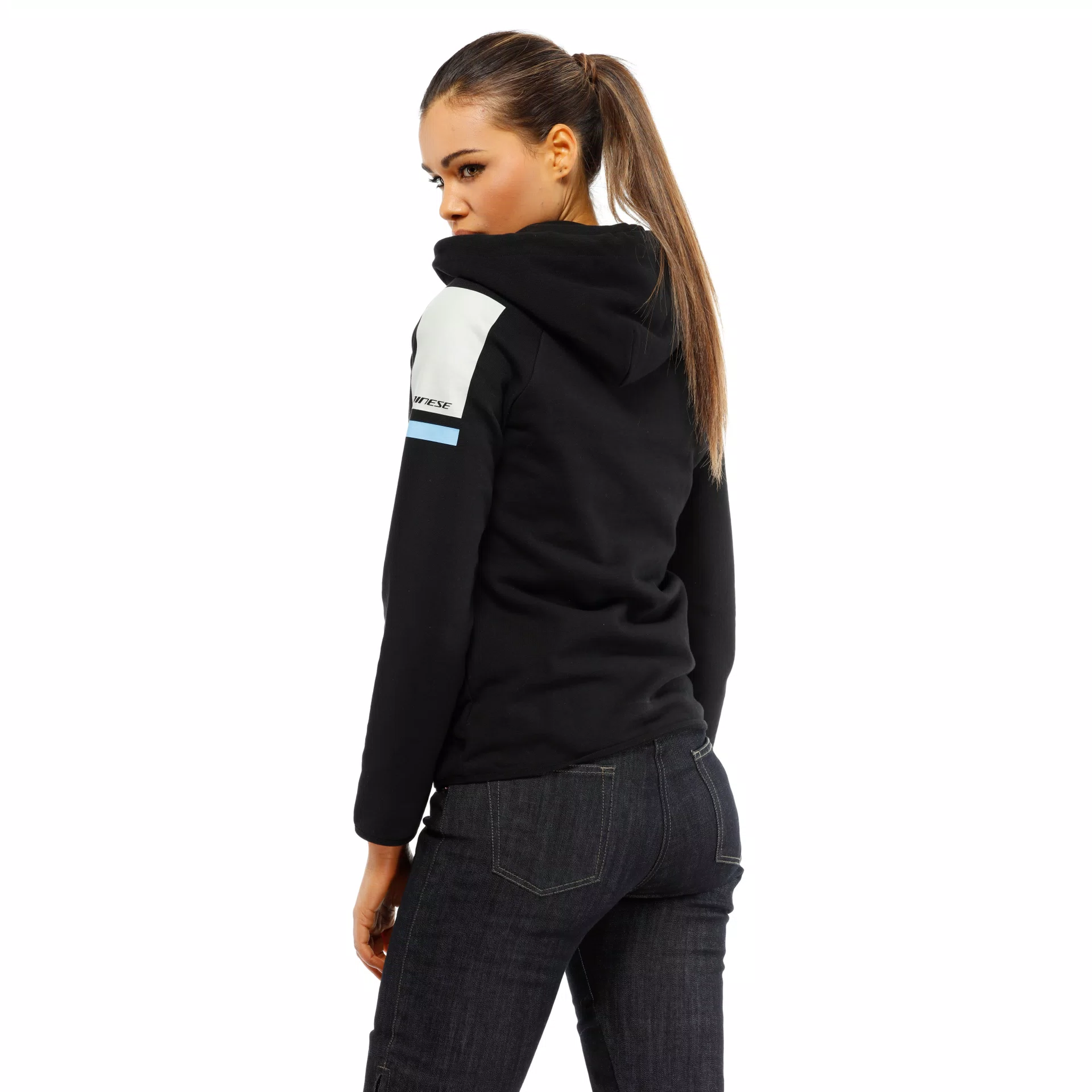 FADE WOMEN S ZIP UP HOODIE BLACK COOL GRAY LIGHT BLUE Dainese