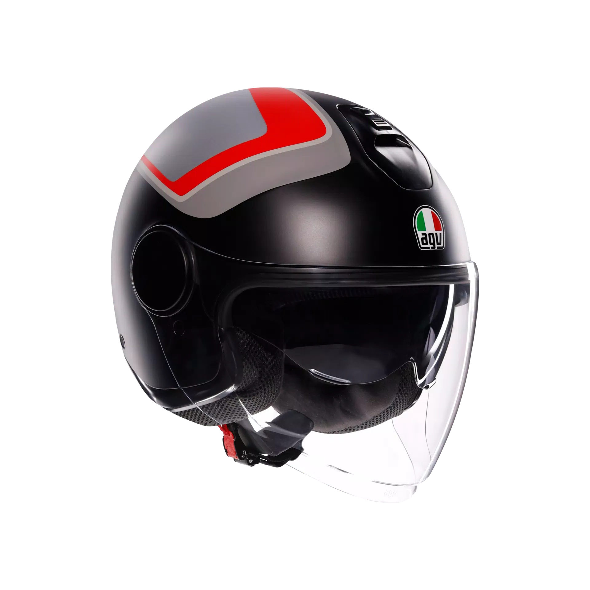 ETERES SCAGLIERI MATT GREY/RED - CASQUE MOTO JET E2206