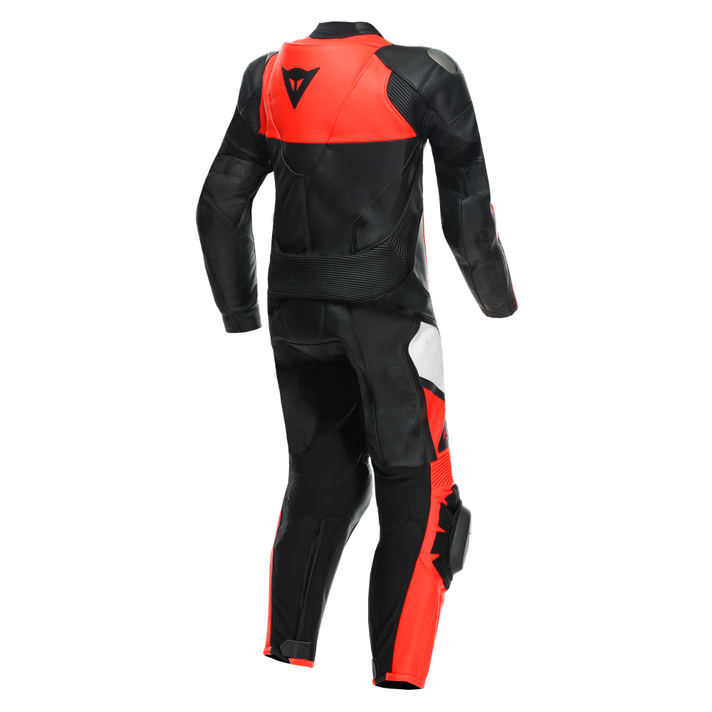 gen-z-junior-leather-1pc-suit-perf-black-fluo-red-black image number 1