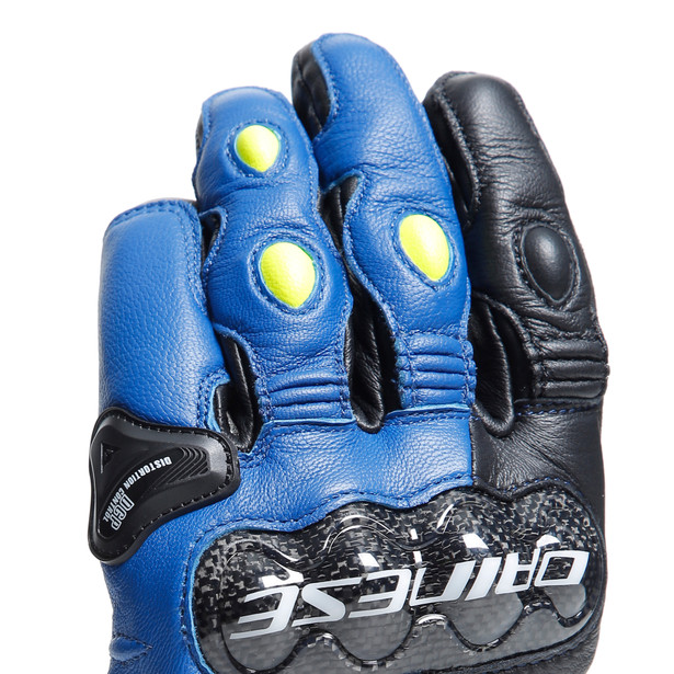 CARBON 4 SHORT GLOVES RACING-BLUE/BLACK/FLUO-YELLOW- Leather