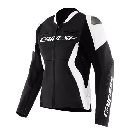 RACING 5 - WOMEN'S LEATHER MOTORCYCLE JACKET - BLACK/WHITE - 1