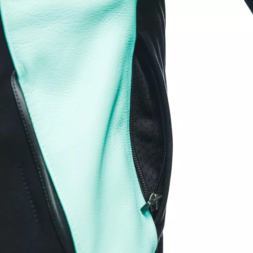 RACING 4 - GIACCA MOTO IN PELLE DONNA - BLACK/ACQUA-GREEN - 16
