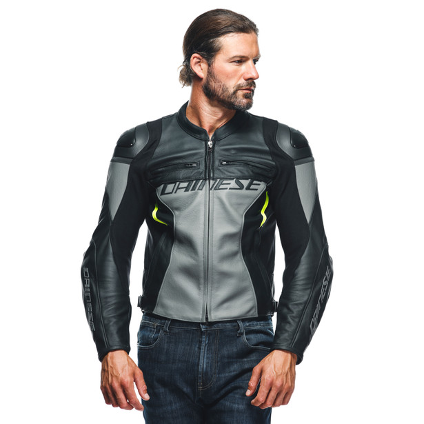 racing-4-leather-jacket-charcoal-gray-black image number 11