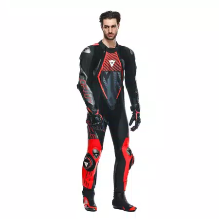 AUDAX D-ZIP 1PC PERF. LEATHER SUIT - BLACK/RED-FLUO/ANTHRACITE - 5