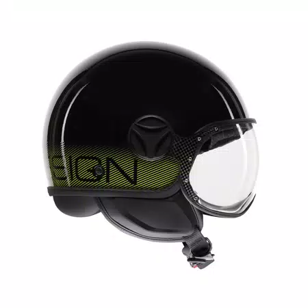 MOMODESIGN FGTR CLASSIC STRIPES BLACK / YELLOW FLUO - JET HELMET WITH VISOR E2206 -  - 3