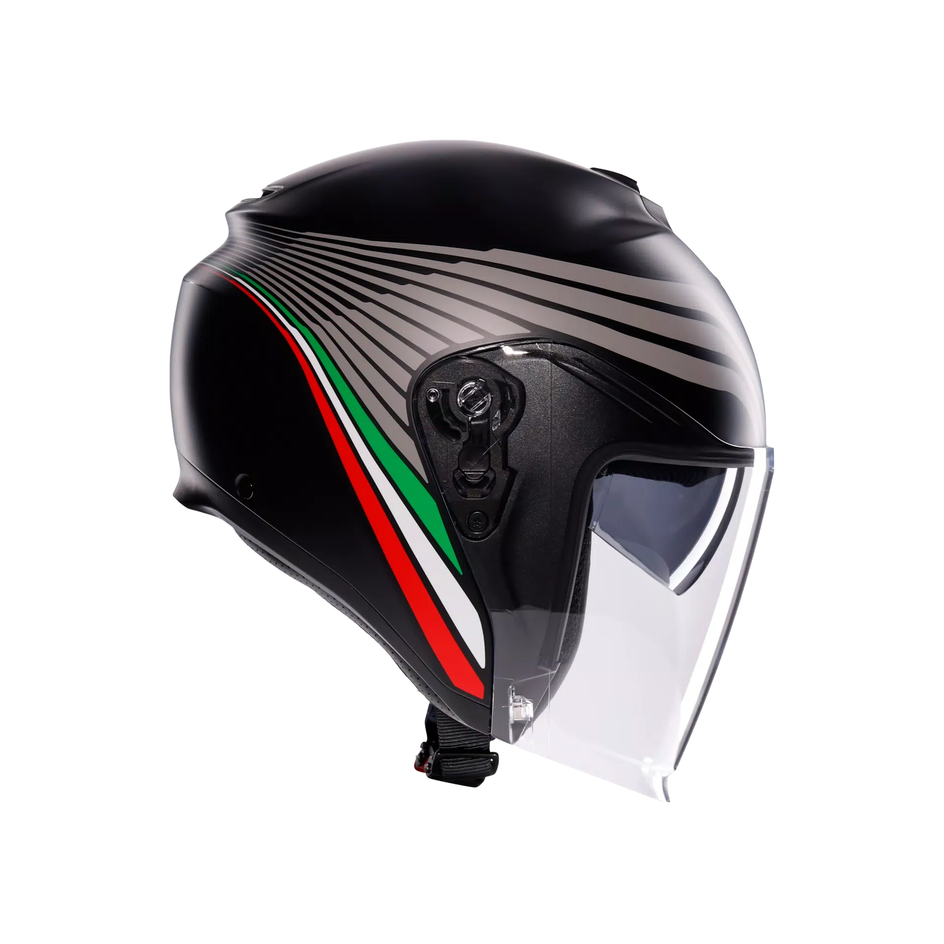 IRIDES BOLOGNA MATT BLACK/TRICOLORE - CASQUE MOTO JET E2206