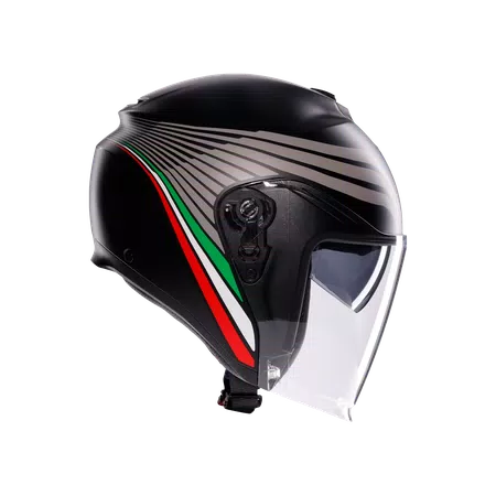 IRIDES BOLOGNA MATT BLACK/TRICOLORE - MOTORBIKE OPEN FACE HELMET E2206 -  - 3