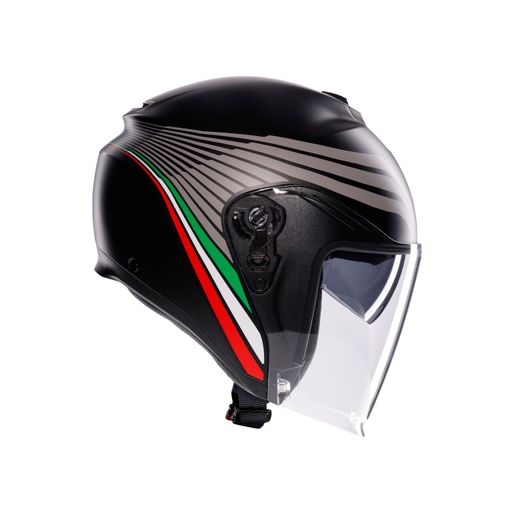 irides-bologna-matt-black-tricolore-motorbike-open-face-helmet-e2206 image number 2