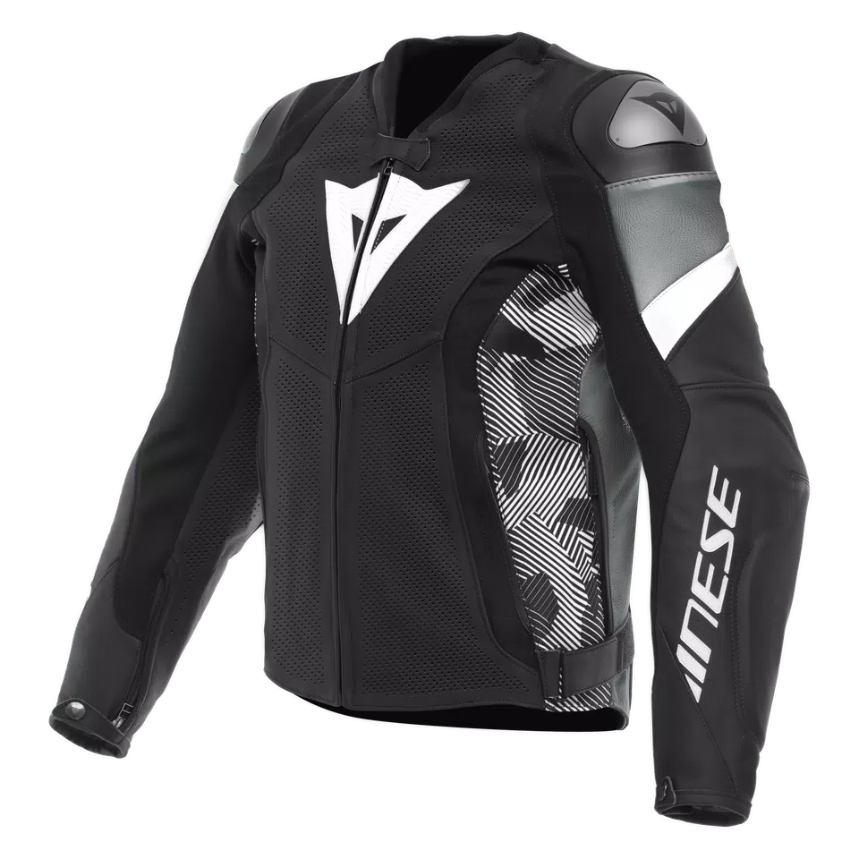AVRO 5 - PERFORIERTE LEDER-MOTORRADJACKE HERREN - BLACK/WHITE/ANTHRACITE - 1
