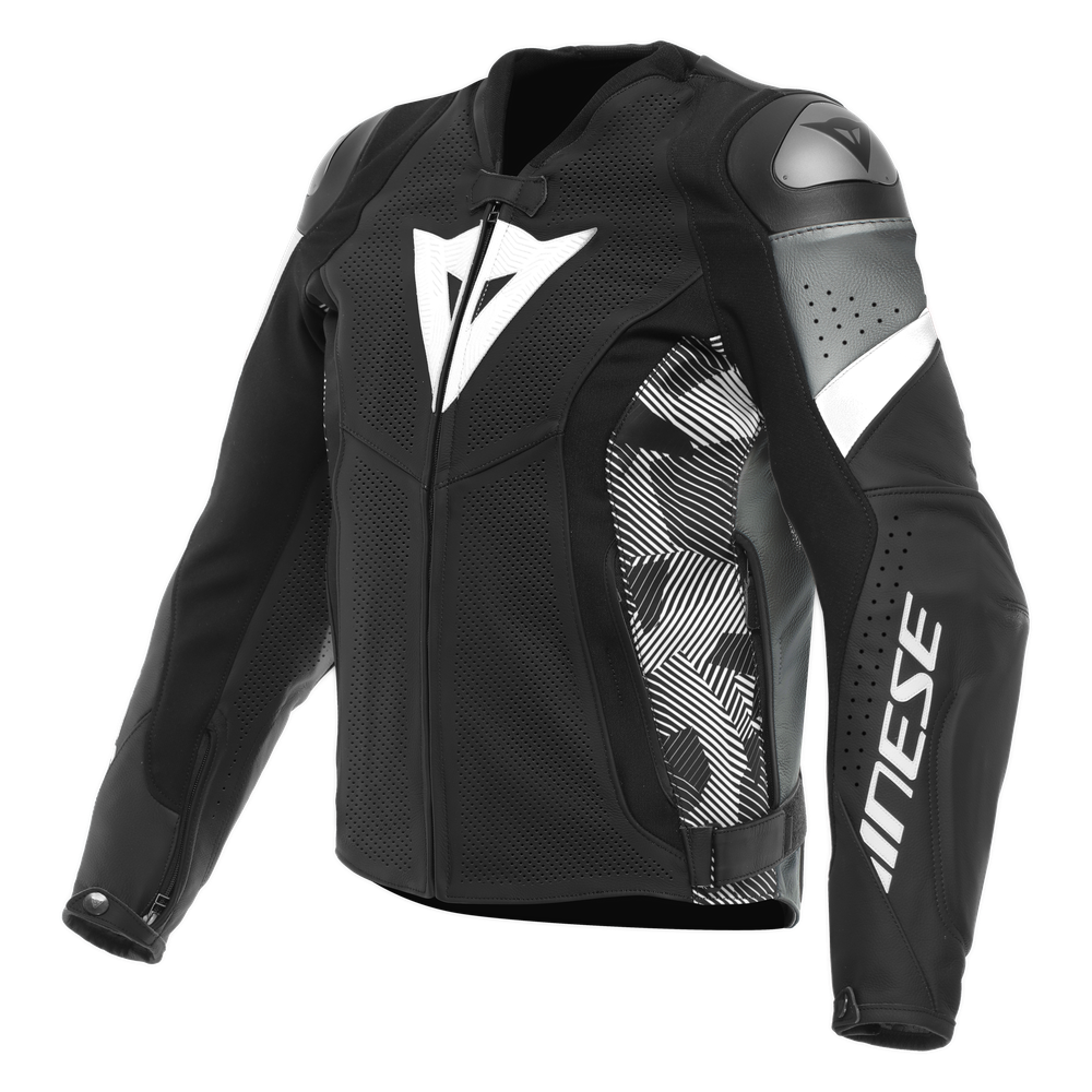 avro-5-chaqueta-de-moto-de-cuero-perforado-hombre-black-white-anthracite image number 0