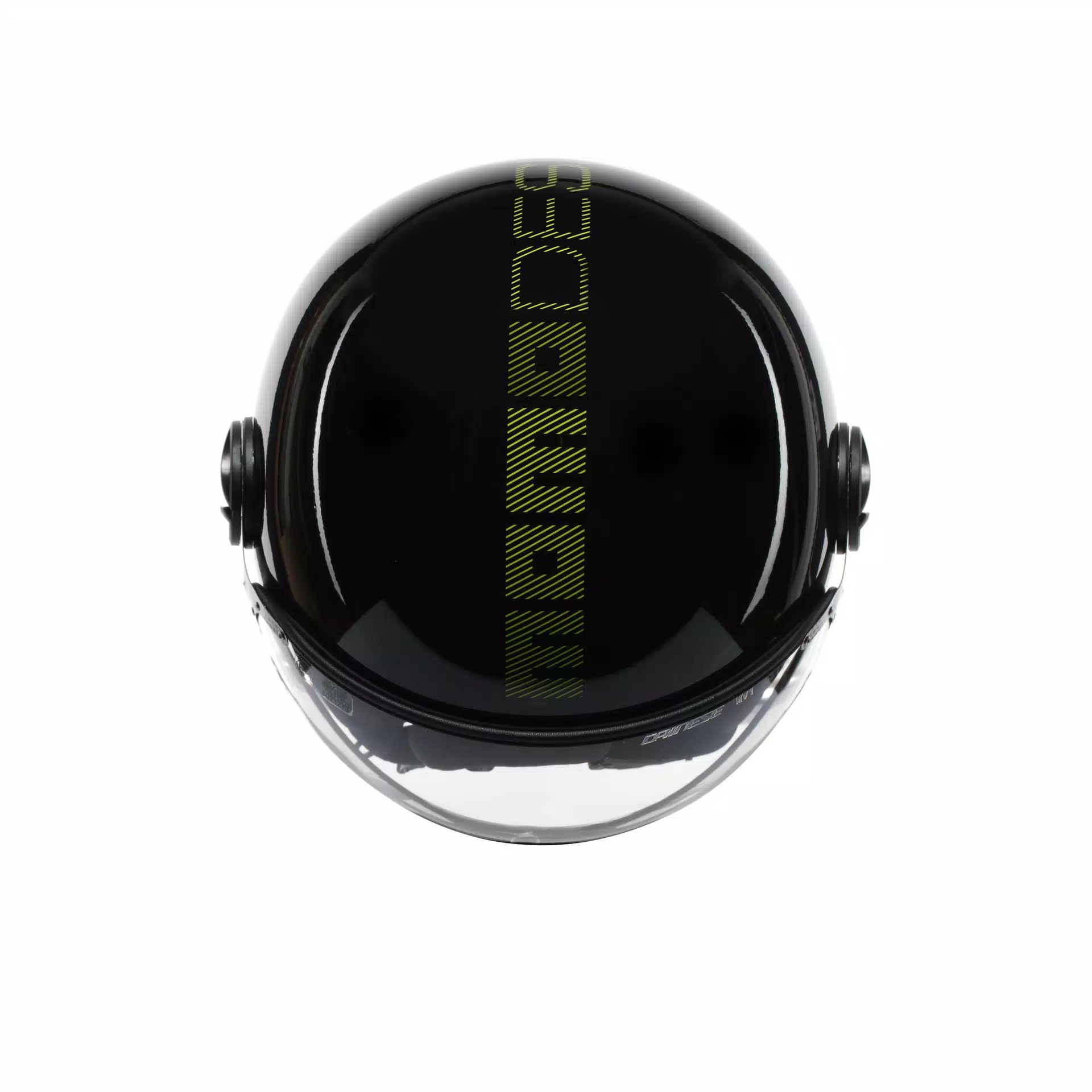 MOMODESIGN FGTR CLASSIC STRIPES BLACK / YELLOW FLUO - JET HELMET WITH VISOR E2206