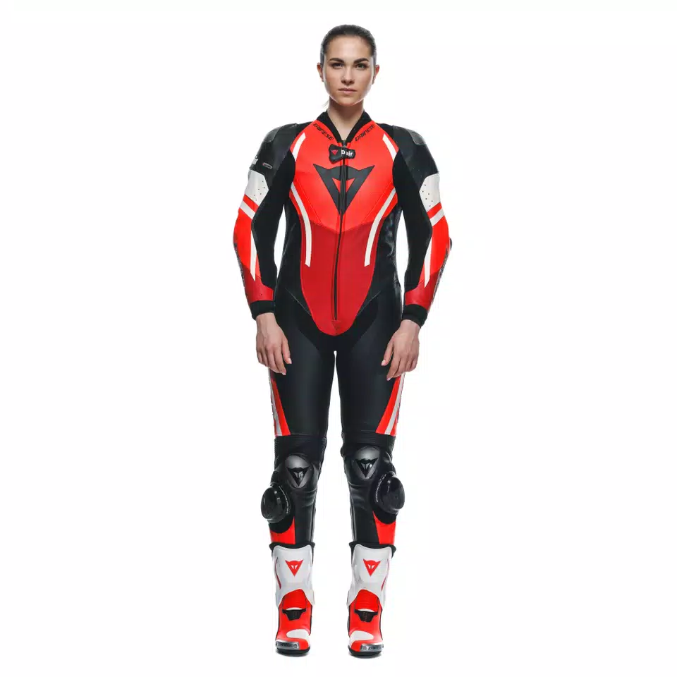 MISANO 3 PERF. D-AIR® 1PC LEATHER SUIT WMN - BLACK/RED/FLUO-RED - 3