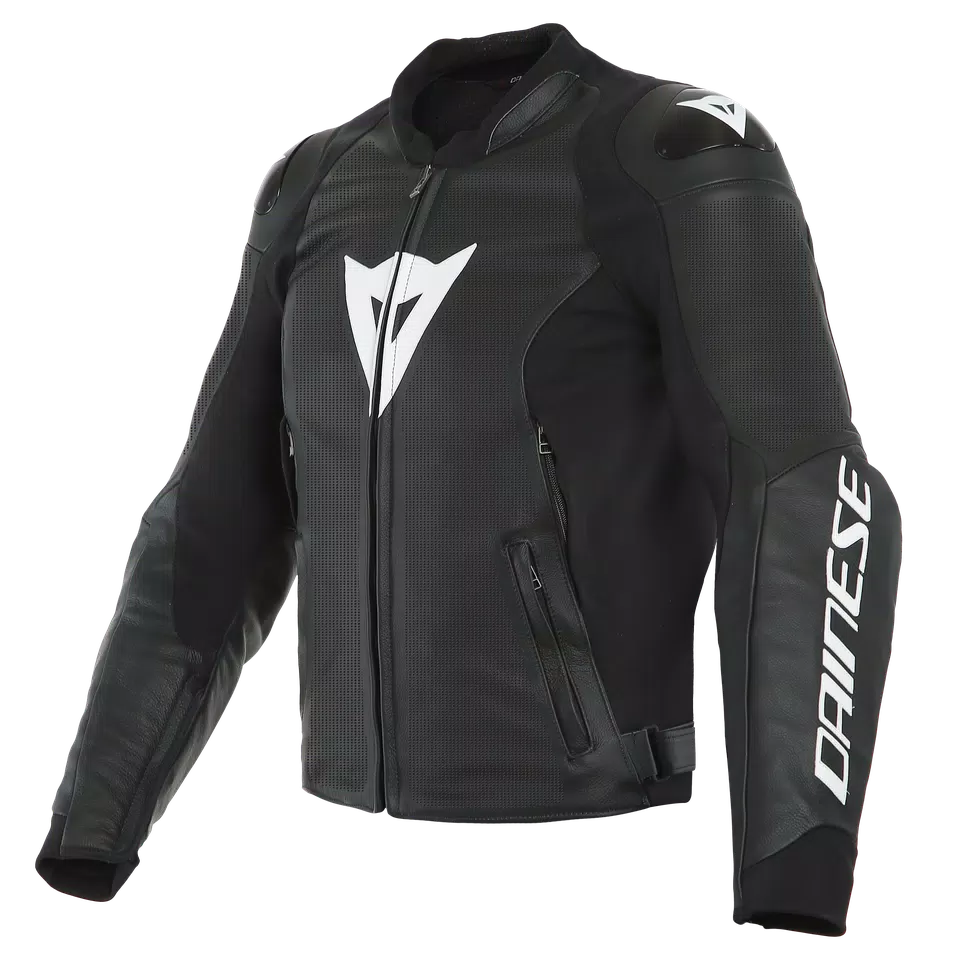 SPORT PRO LEATHER JACKET PERF. BLACK WHITE Dainese