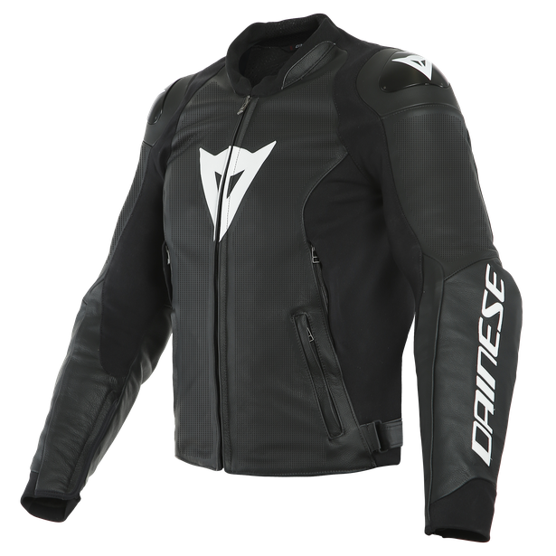 sport-pro-giacca-moto-in-pelle-perforata-uomo-black-white image number 0