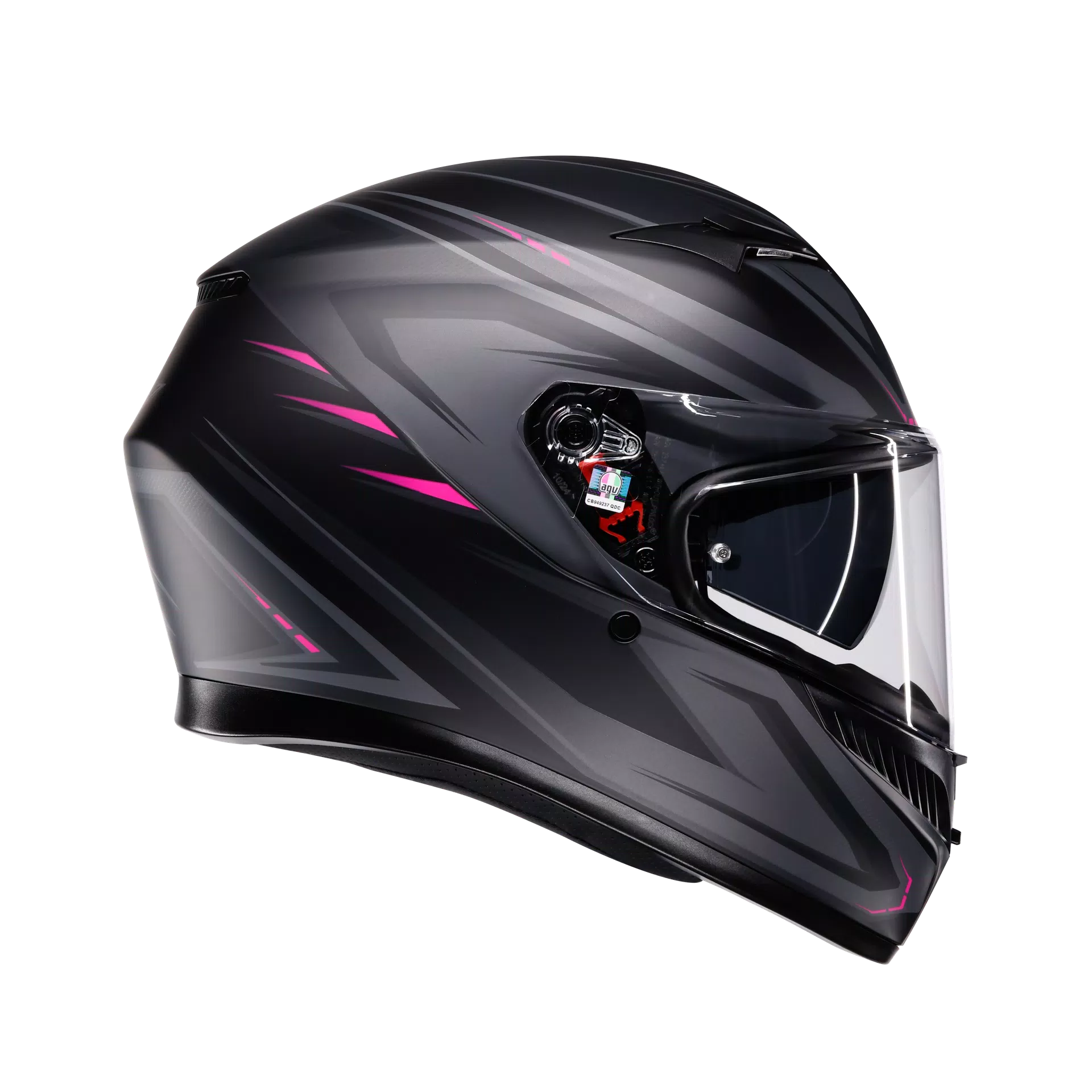 K3 SYTH MATT BLACK/PINK - MOTORBIKE FULL FACE HELMET E2206
