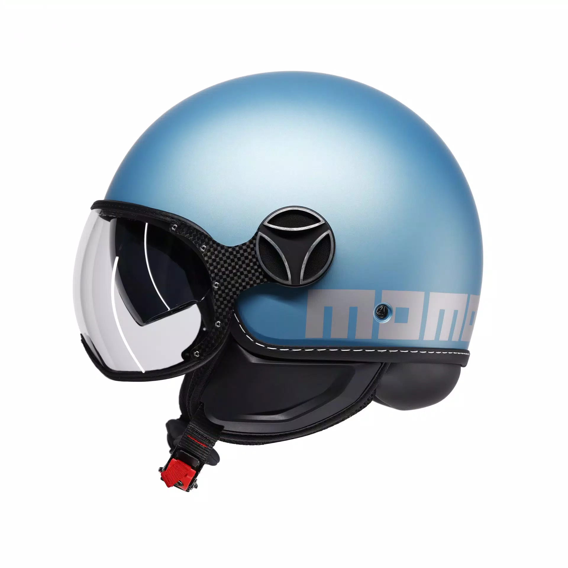 MOMODESIGN FGTR EVO - JET HELMET WITH DUAL VISOR E2206 - MONO MATT SPRING BLUE/SILVER