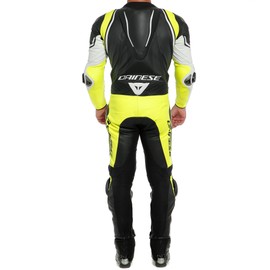 LAGUNA SECA 4 1PC PERF. LEATHER SUIT WHITE/BLACK/FLUO-YELLOW- One Piece Suits