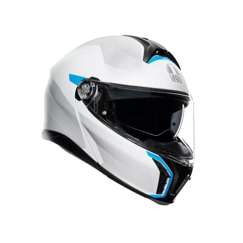 TOURMODULAR FREQUENCY LIGHT GREY/BLUE - MOTORBIKE FLIP UP HELMET E2206 -  - 1