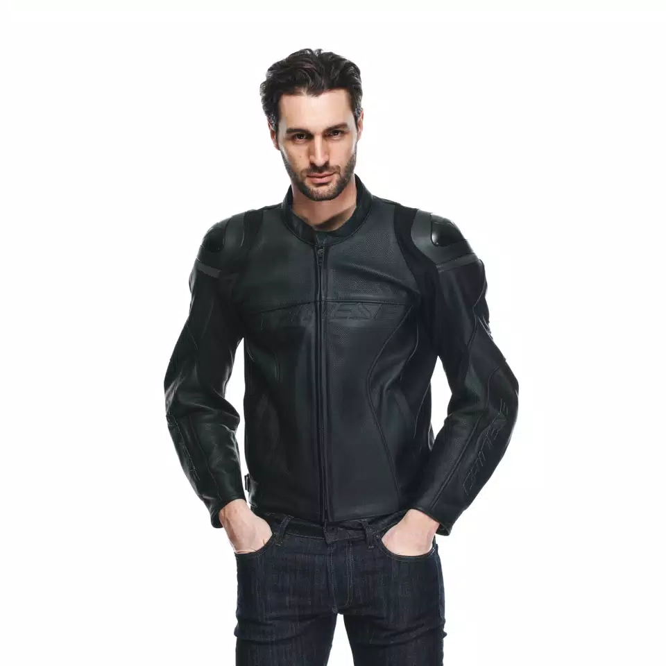 RACING 4 LEATHER JACKET PERF. - BLACK/BLACK/BLACK - 6