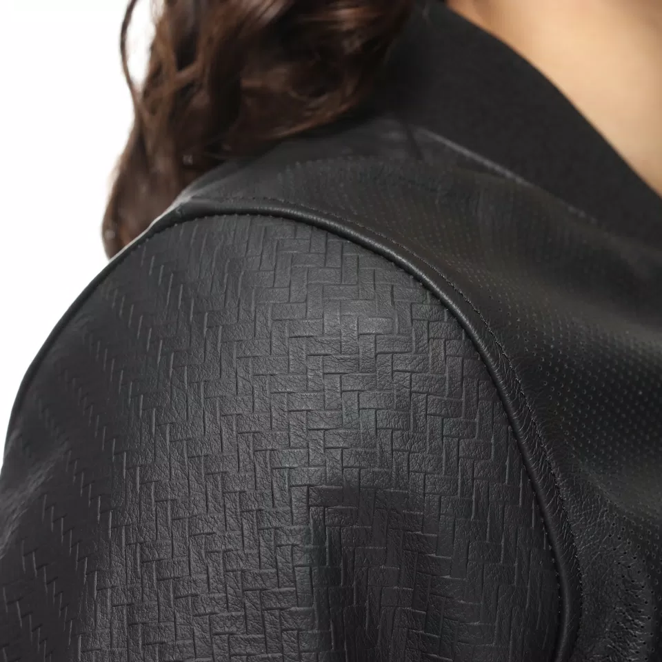 ACCENTO - GIACCA MOTO IN PELLE PERFORATA DONNA - BLACK - 5