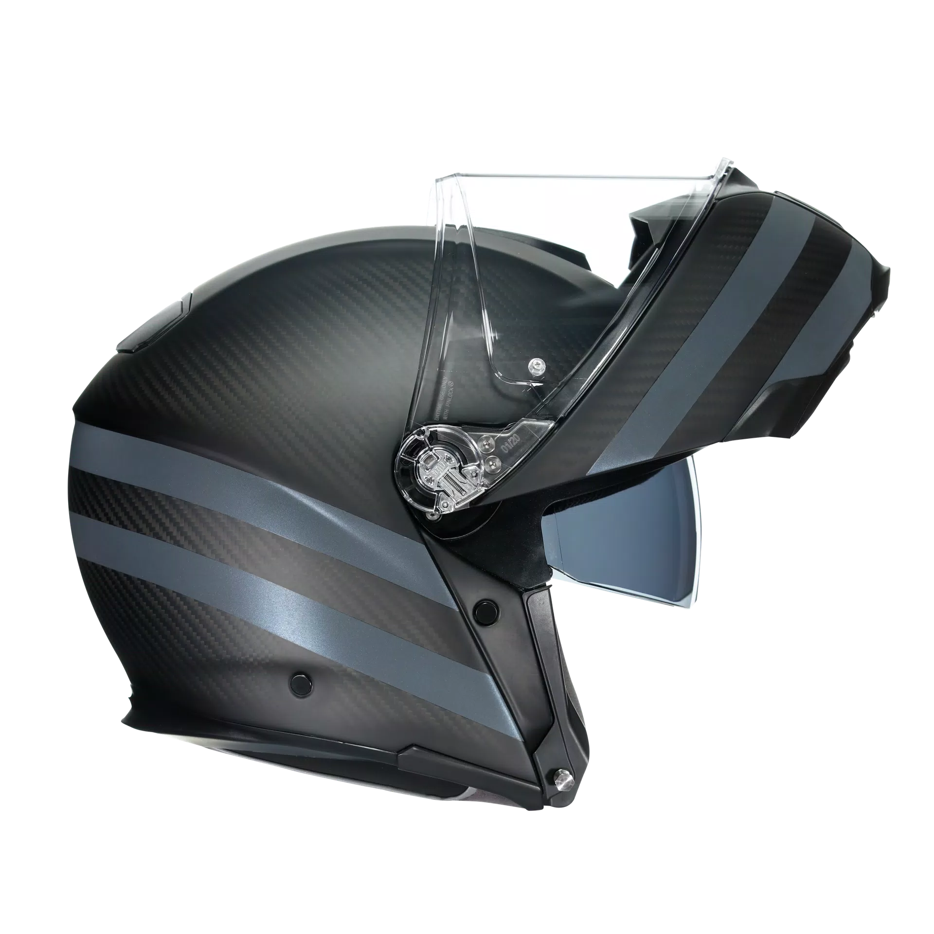 SPORTMODULAR DARK REFRACTIVE CARBON/BLACK - MOTORBIKE FLIP UP HELMET E2205