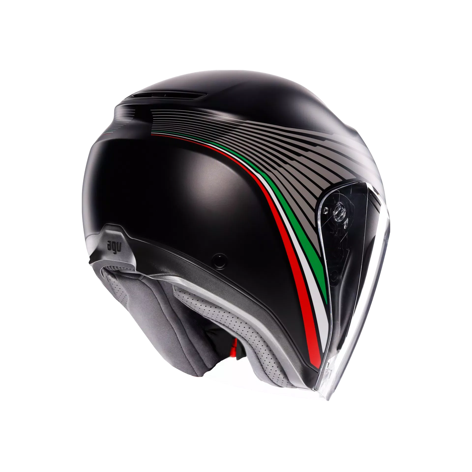 IRIDES BOLOGNA MATT BLACK/TRICOLORE - CASQUE MOTO JET E2206