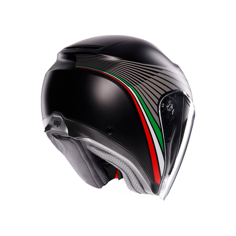irides-bologna-matt-black-tricolore-motorbike-open-face-helmet-e2206 image number 5