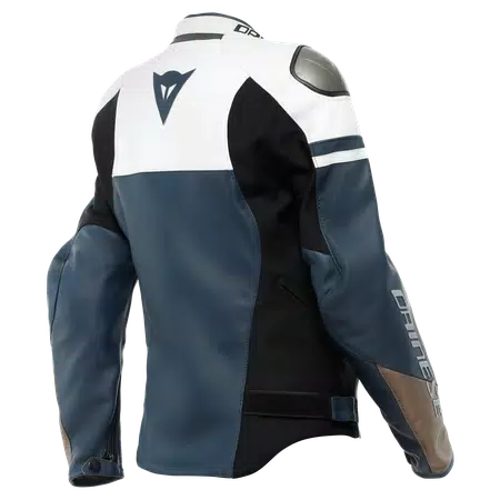 RAPIDA - DAMES MOTORFIETS LEREN JAS - BLACK-IRIS/WHITE/TIBETAN-PLATINUM - 2