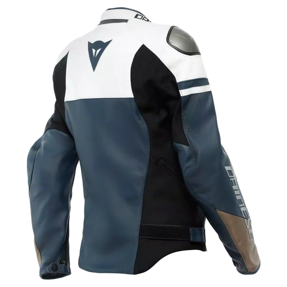 RAPIDA - WOMEN'S MOTORCYCLE LEATHER JACKET - BLACK-IRIS/WHITE/TIBETAN-PLATINUM - 2