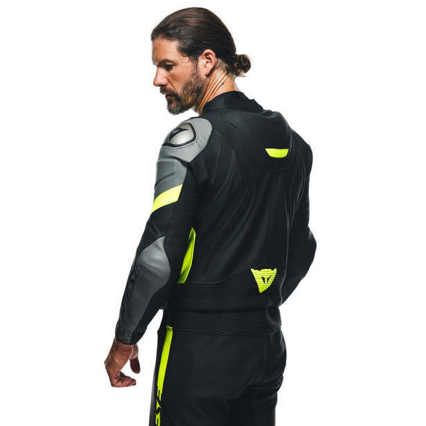 avro-4-leather-2pcs-suit-black-matt-charcoal-gray-fluo-yellow image number 5