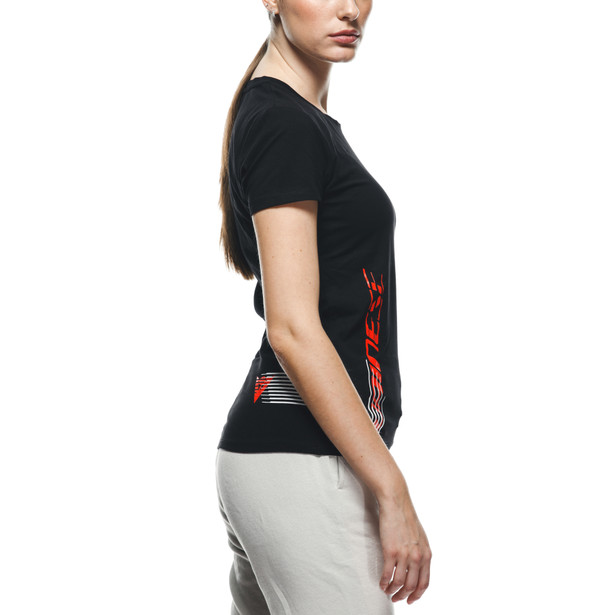 dainese-logo-t-shirt-donna-black-fluo-red image number 4