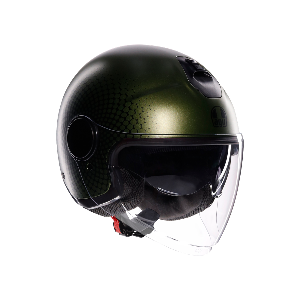 eteres-andora-matt-green-black-motorbike-open-face-helmet-e2206 image number 0