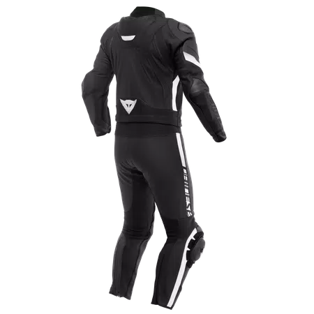AVRO 4 - MEN'S 2-PIECE MOTORCYCLE LEATHER SUIT - BLACK-MATT/BLACK-MATT/WHITE - 2