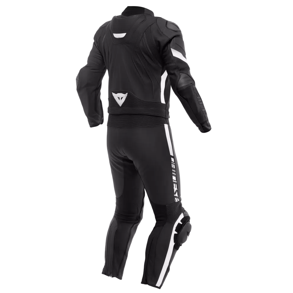 AVRO 4 - MEN'S 2-PIECE MOTORCYCLE LEATHER SUIT - BLACK-MATT/BLACK-MATT/WHITE - 2
