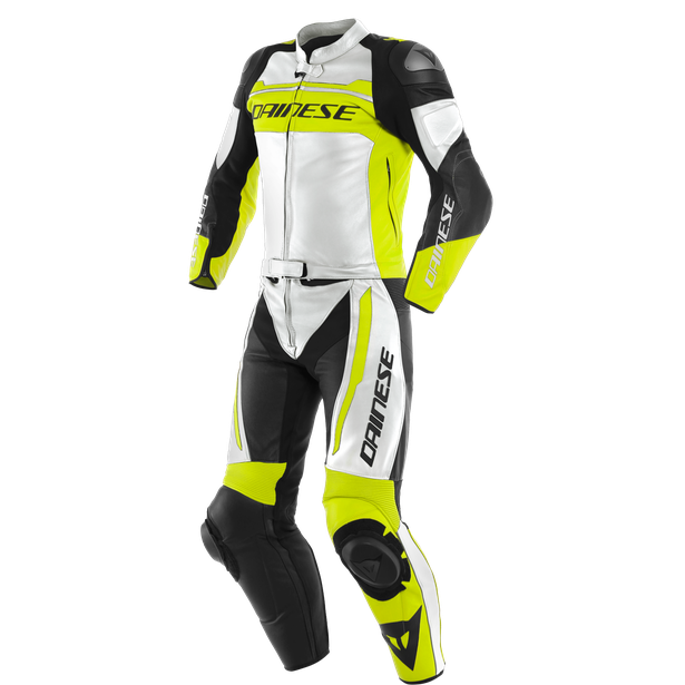 mistel-2pcs-leather-suit-white-fluo-yellow-black image number 0