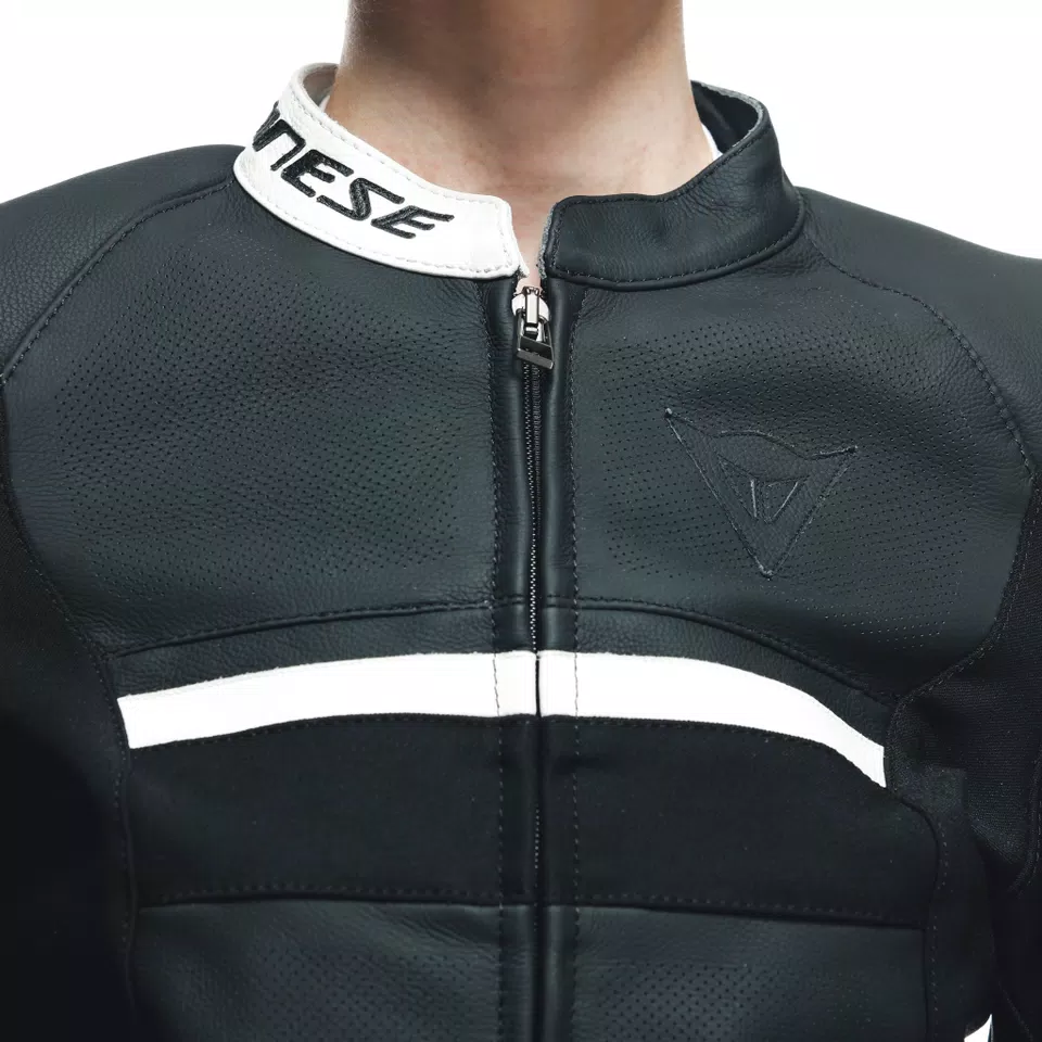 RAPIDA LADY LEATHER JACKET PERF. - BLACK-MATT/BLACK-MATT/WHITE - 13