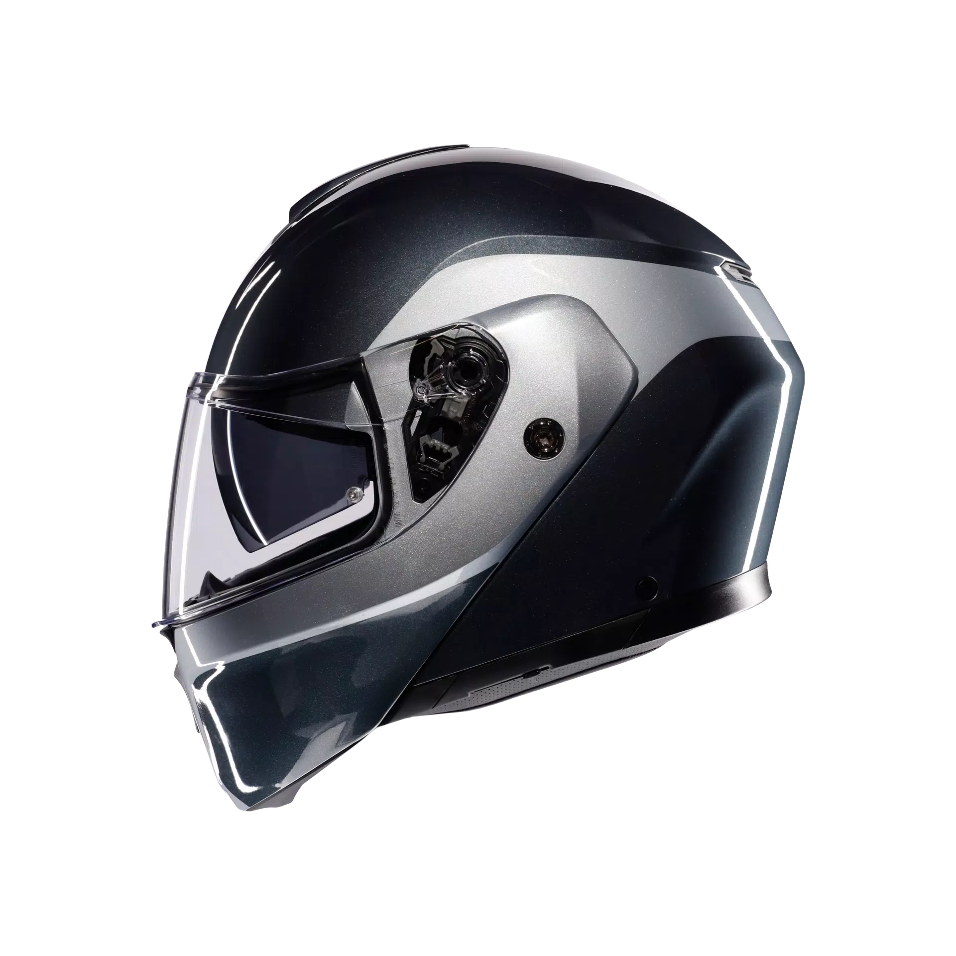 STREETMODULAR LEVICO GREY/SILVER - MOTORBIKE FLIP UP HELMET DOT(E2206)