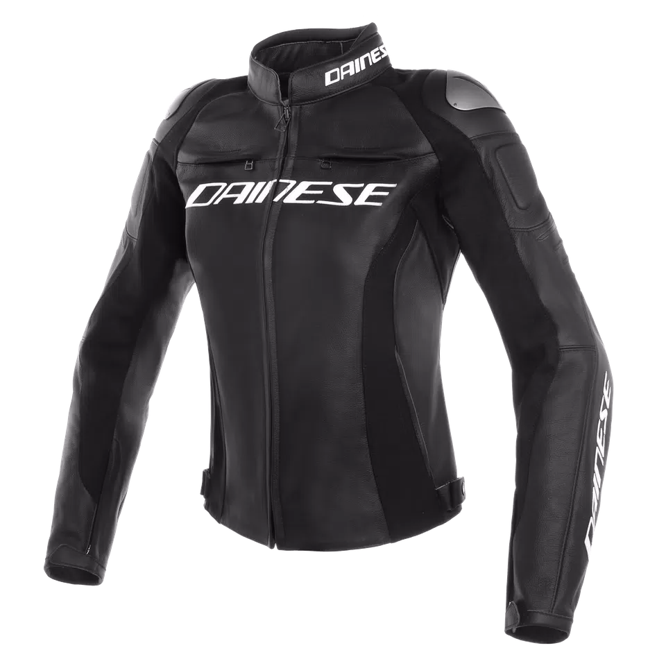 RACING 3 LADY LEATHER JACKET - BLACK/BLACK/BLACK - 1